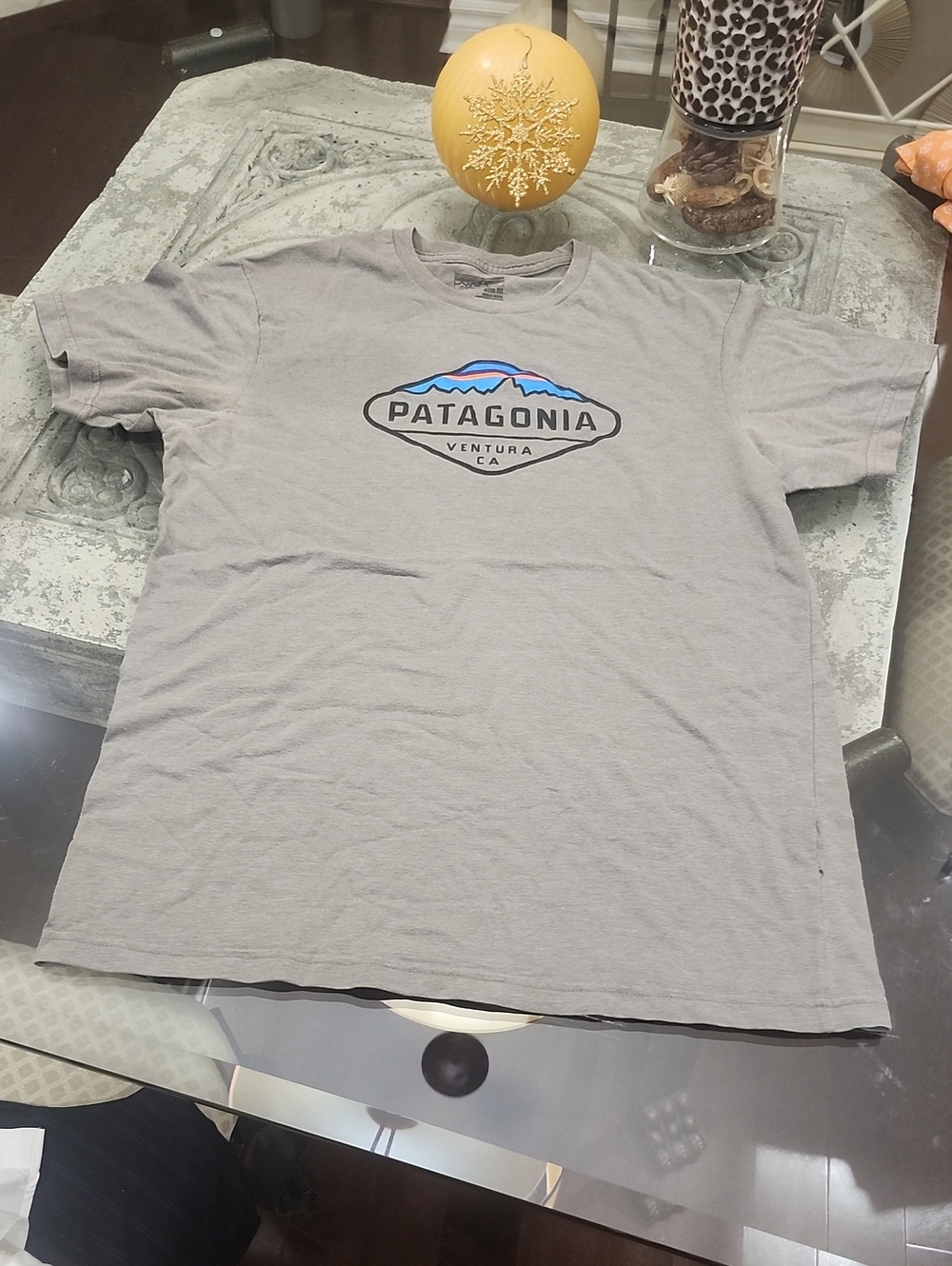 Patagonia Mens Ventura Ca Logo Gray Crew Neck Tee Shirt Medium